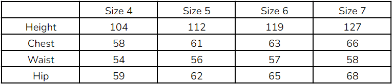 Size chart
